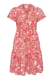 Evans Red Paisley Print Short Shirt Dress - Image 5 of 5