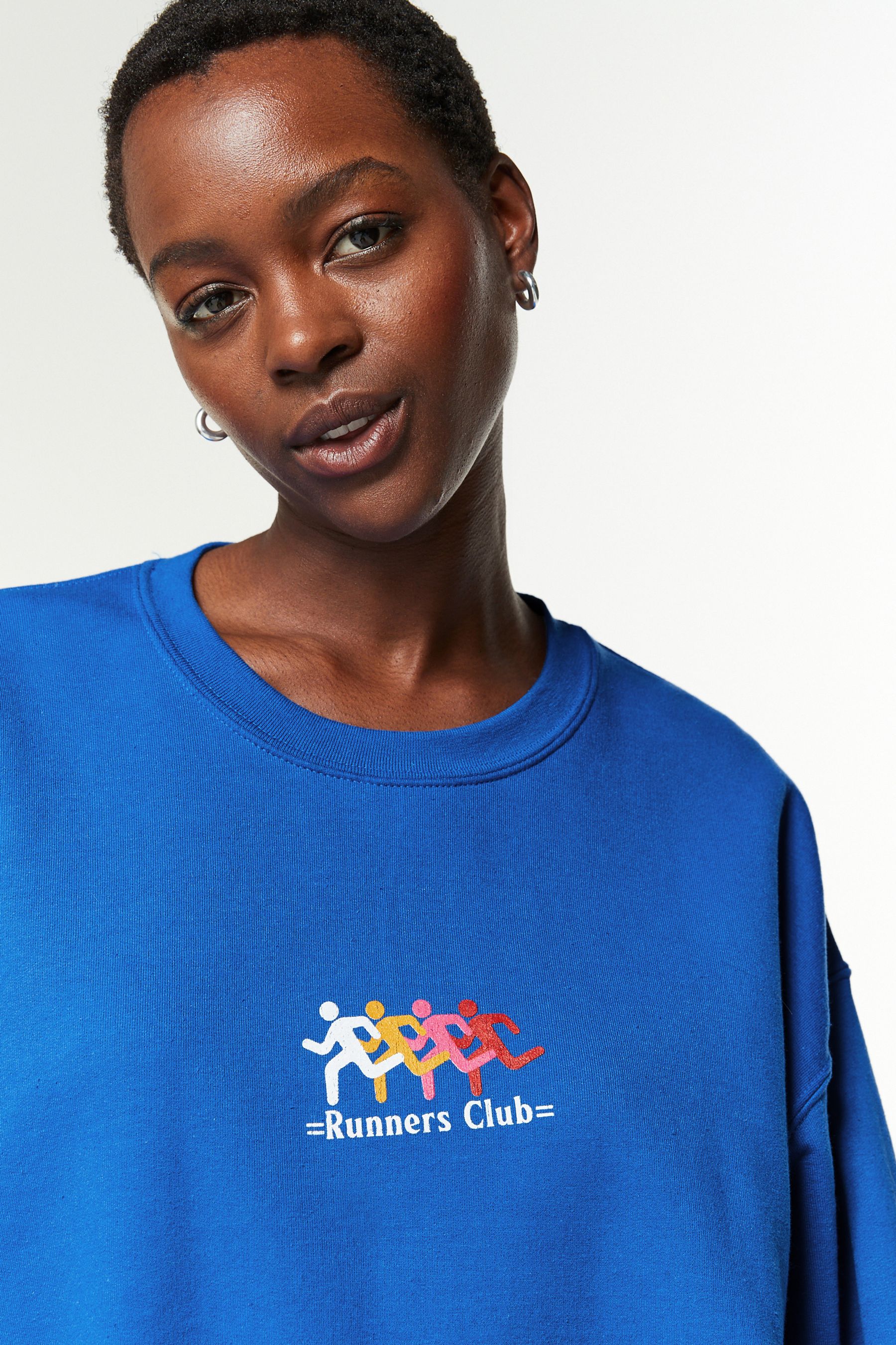 Cobalt blue sweatshirt womens top