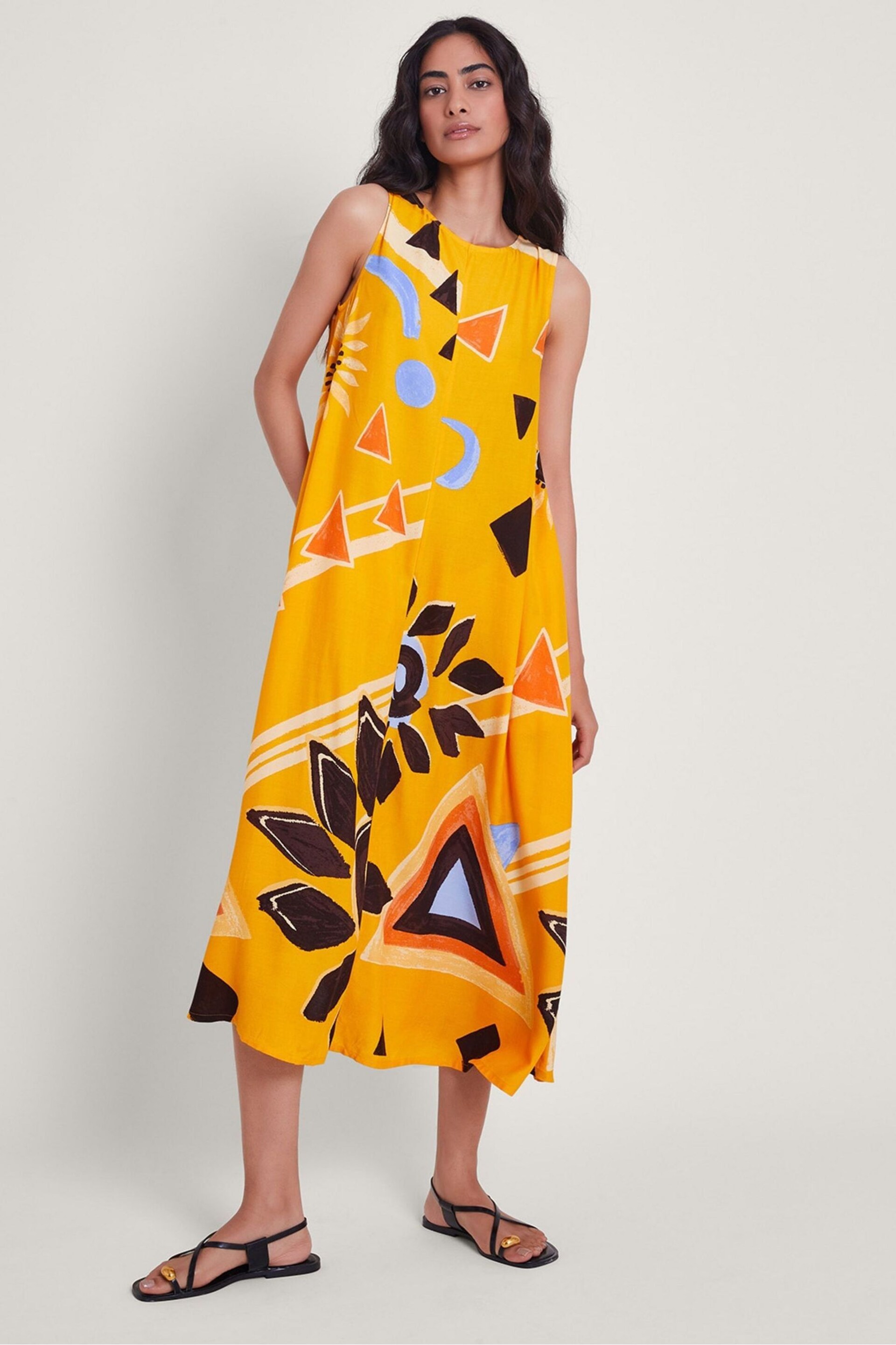 Monsoon Orange Amanda Print Dress - Image 1 of 5