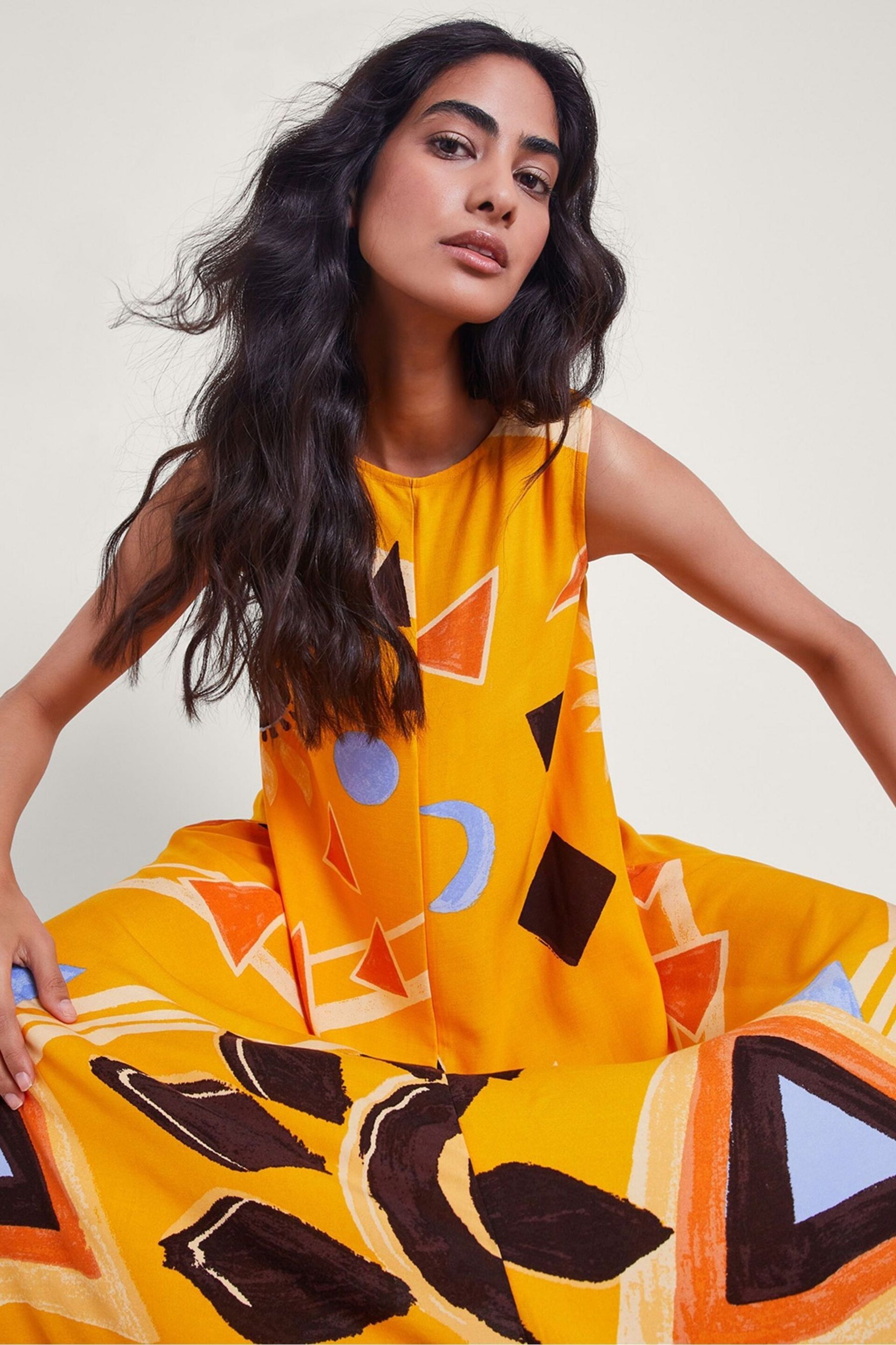 Monsoon Orange Amanda Print Dress - Image 2 of 5