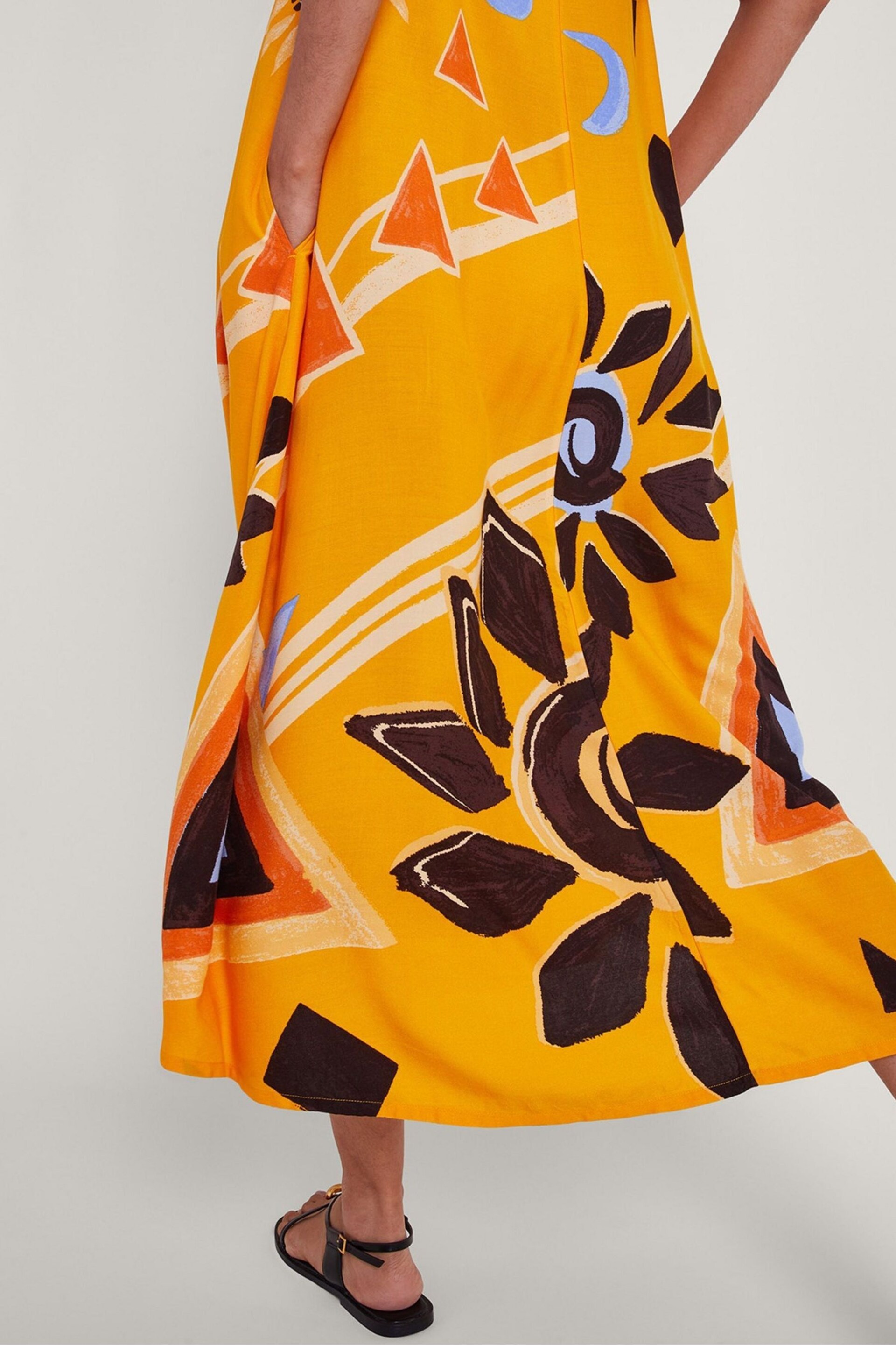 Monsoon Orange Amanda Print Dress - Image 4 of 5