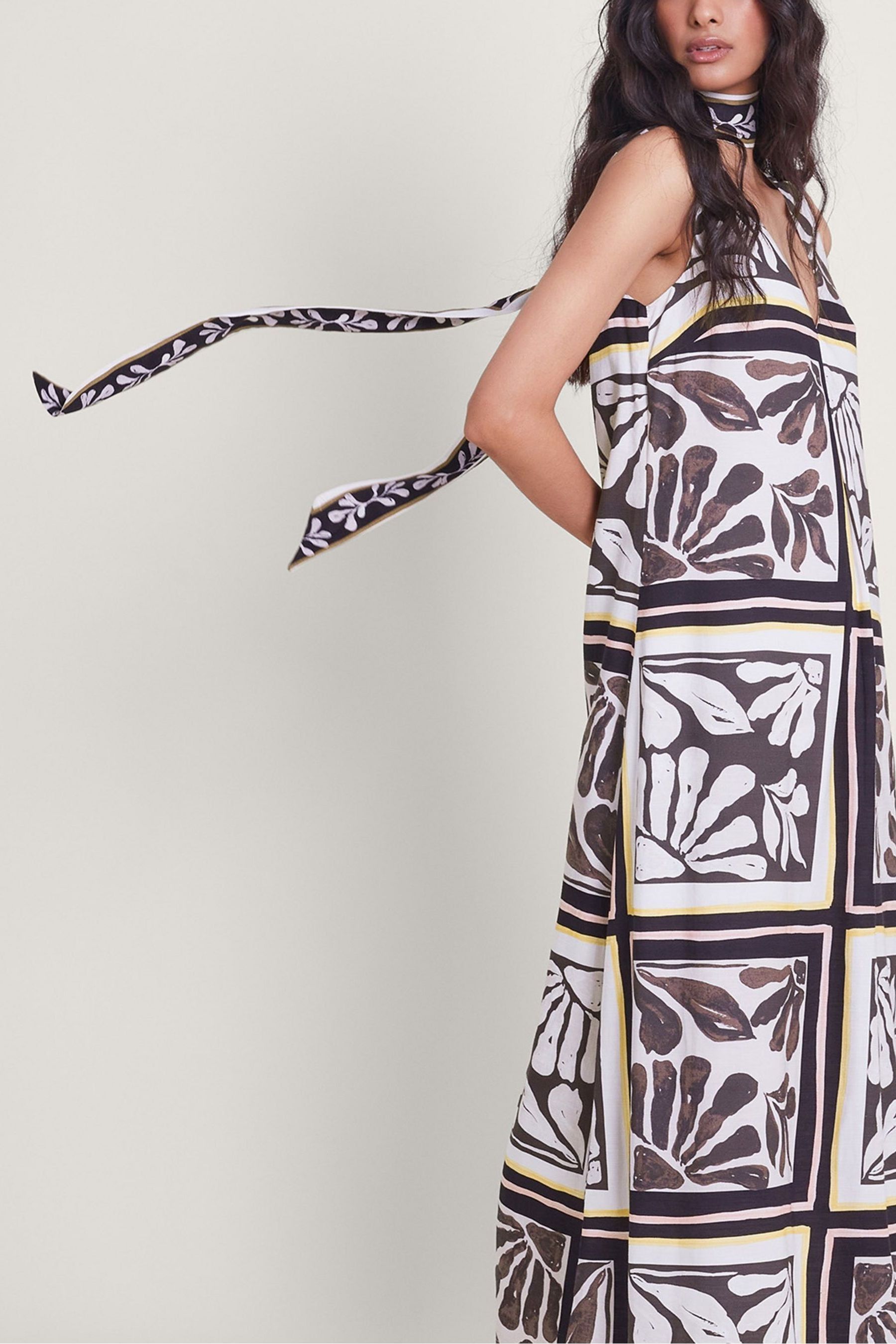 Buy Monsoon Black Nelinha Print Linen Dress from Next Oman