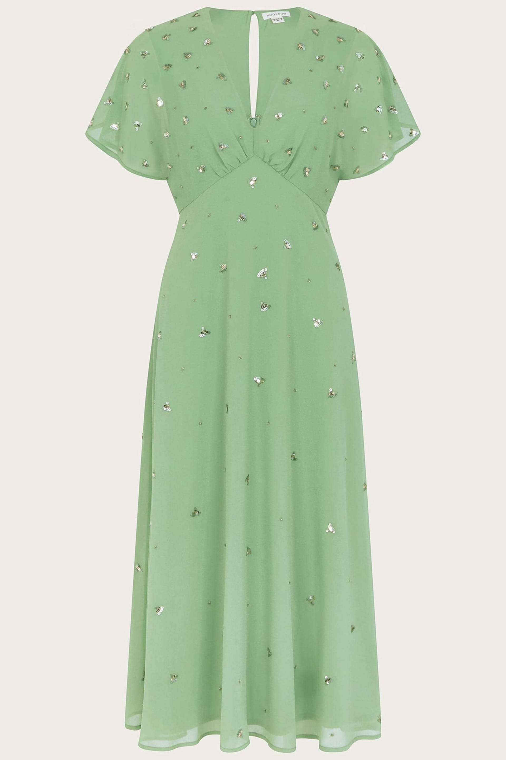 Monsoon Green Leona Embellished Dress - Image 5 of 5