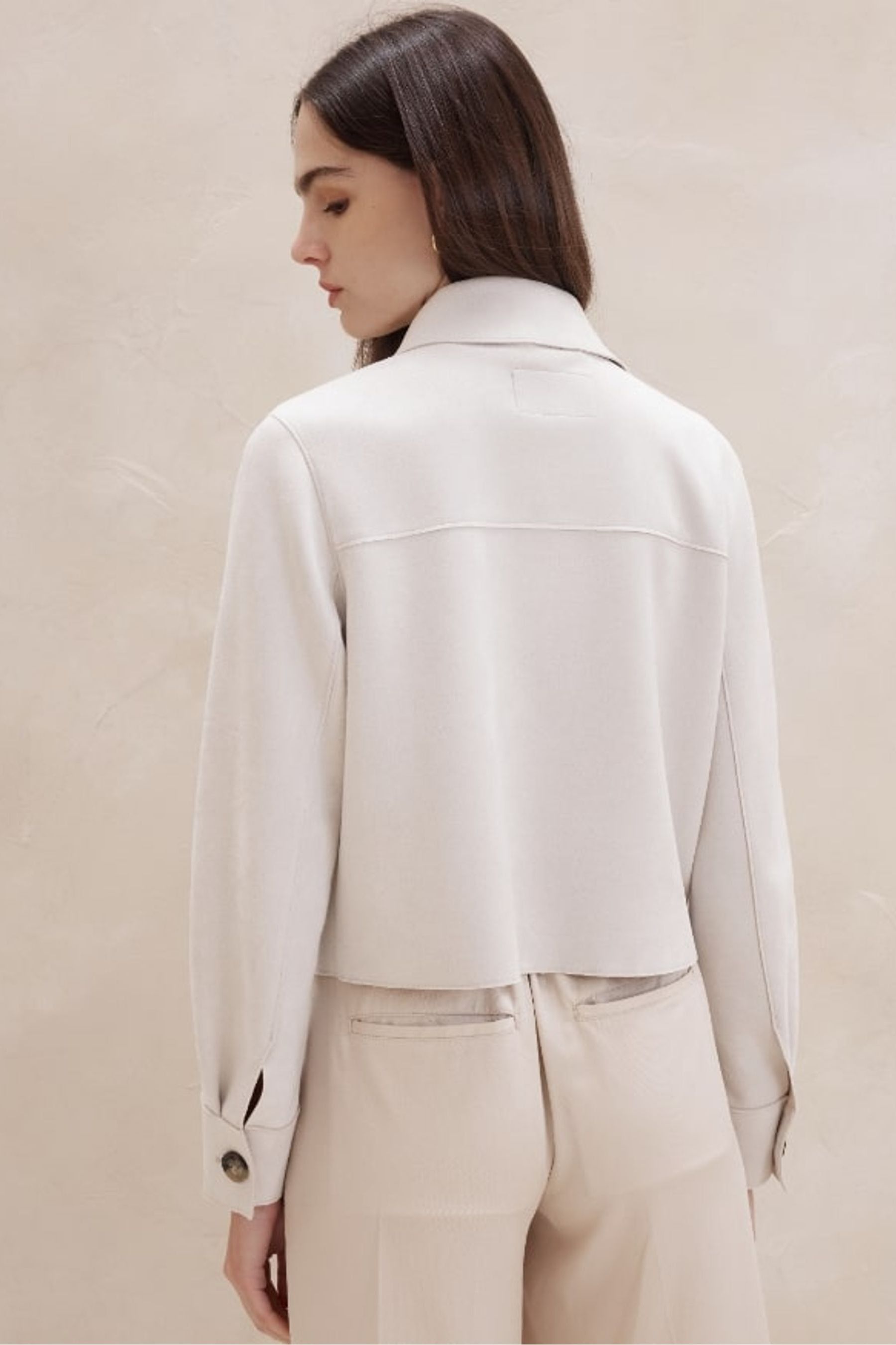 Buy Banana Republic Cream Vegan Suede Short Jacket from the Next UK online shop