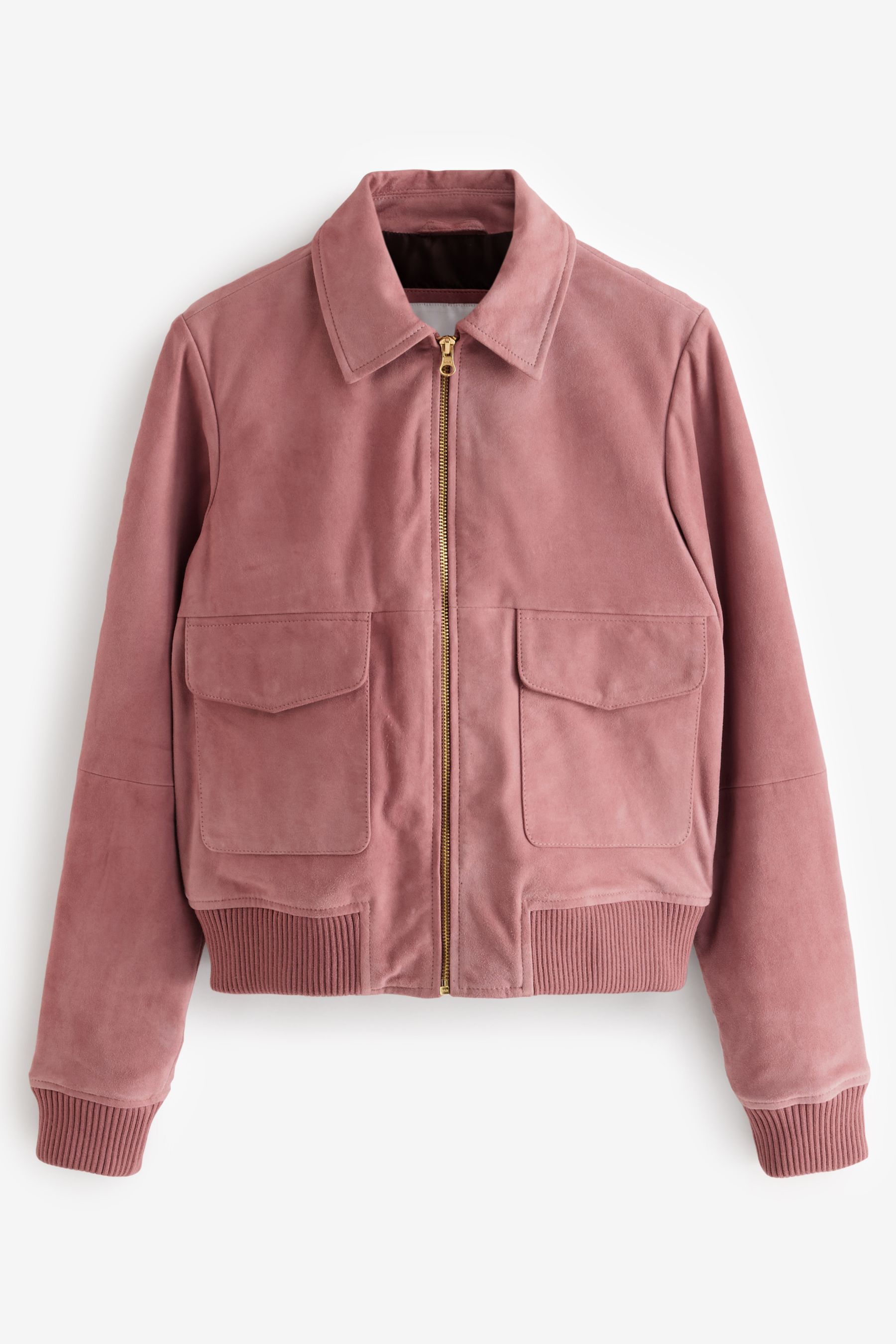 Buy Rose Pink Real Suede Bomber Jacket from the Next UK online shop