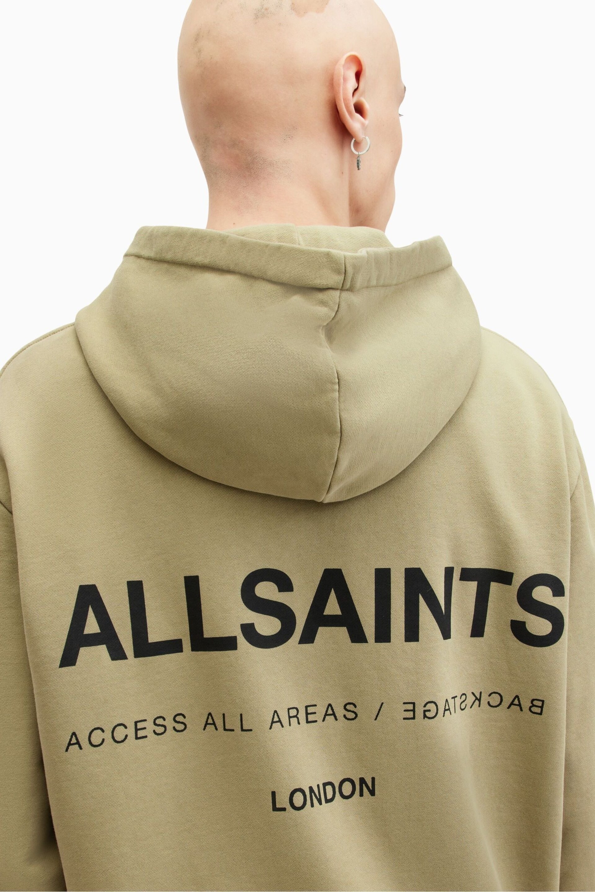 AllSaints Green Access Over The Head Hoodie - Image 2 of 5