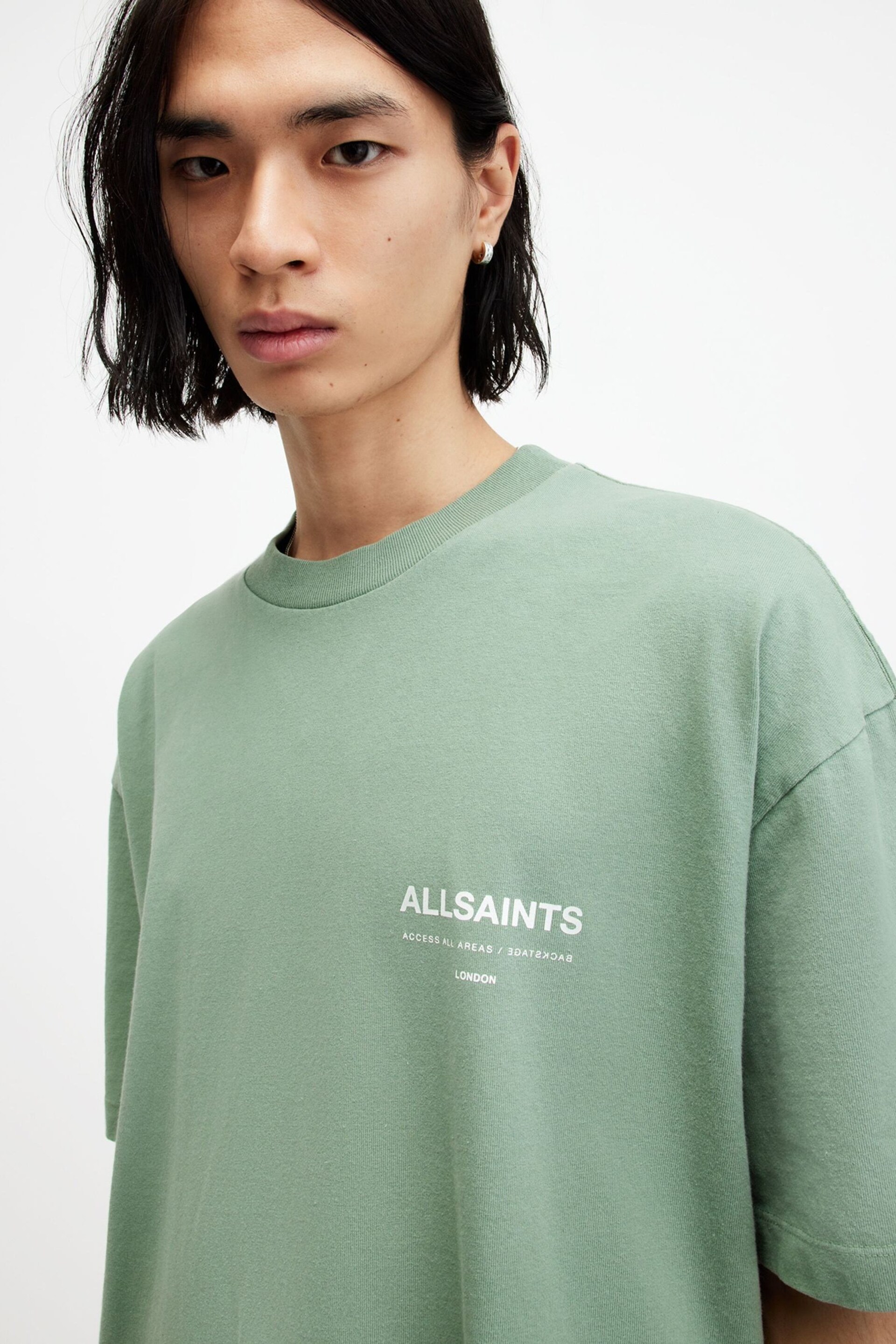 AllSaints Green Access Short Sleeve Crew T-Shirt - Image 4 of 7