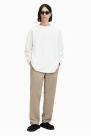 AllSaints White Aspen Long Sleeve Crew Neck 100% Cotton T-Shirt - Image 5 of 7