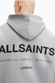 AllSaints Grey Access Over The Head Hoodie - Image 2 of 8