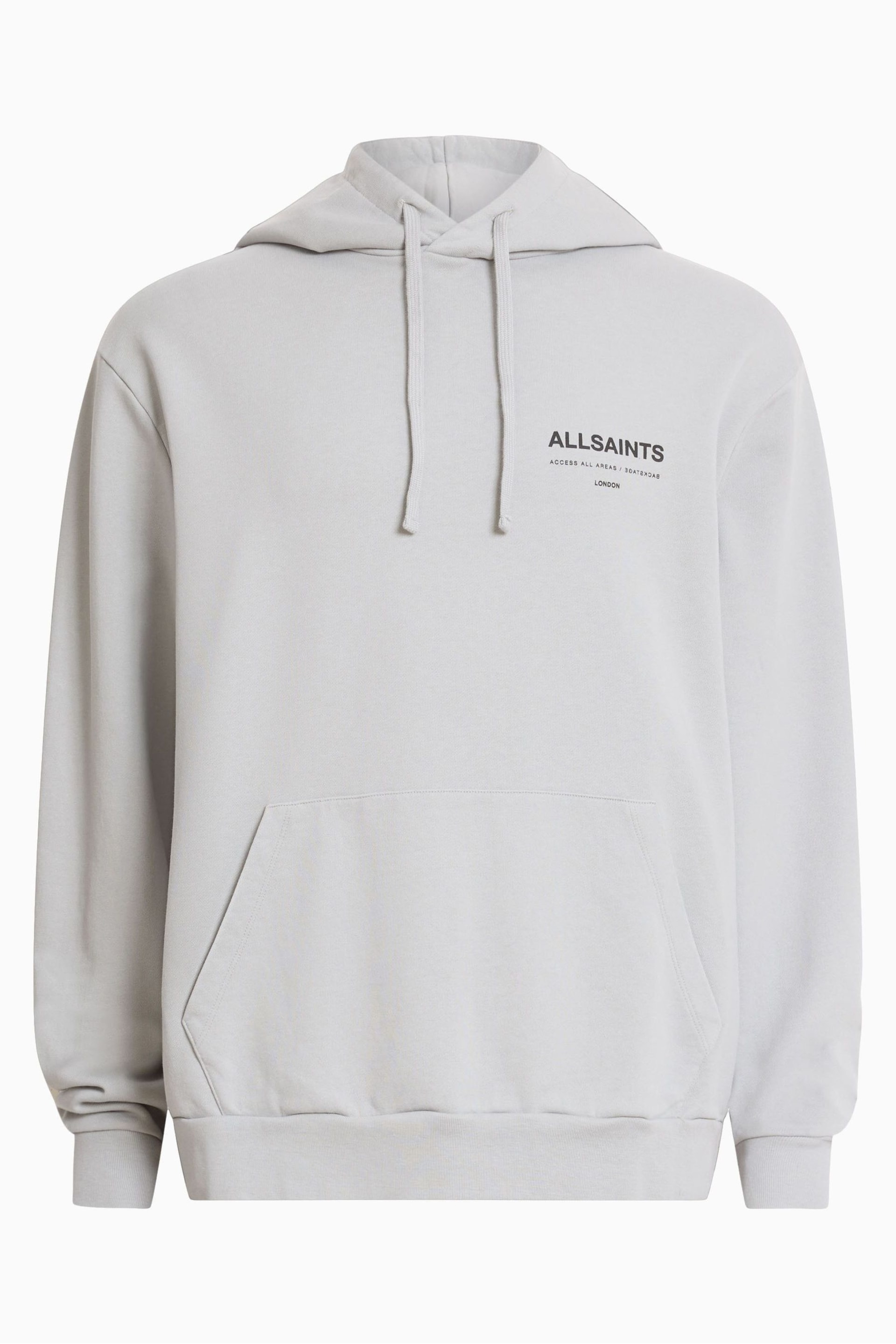 AllSaints Grey Access Over The Head Hoodie - Image 8 of 8
