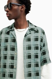 AllSaints Green Big Sur Short Sleeve Shirt - Image 2 of 7