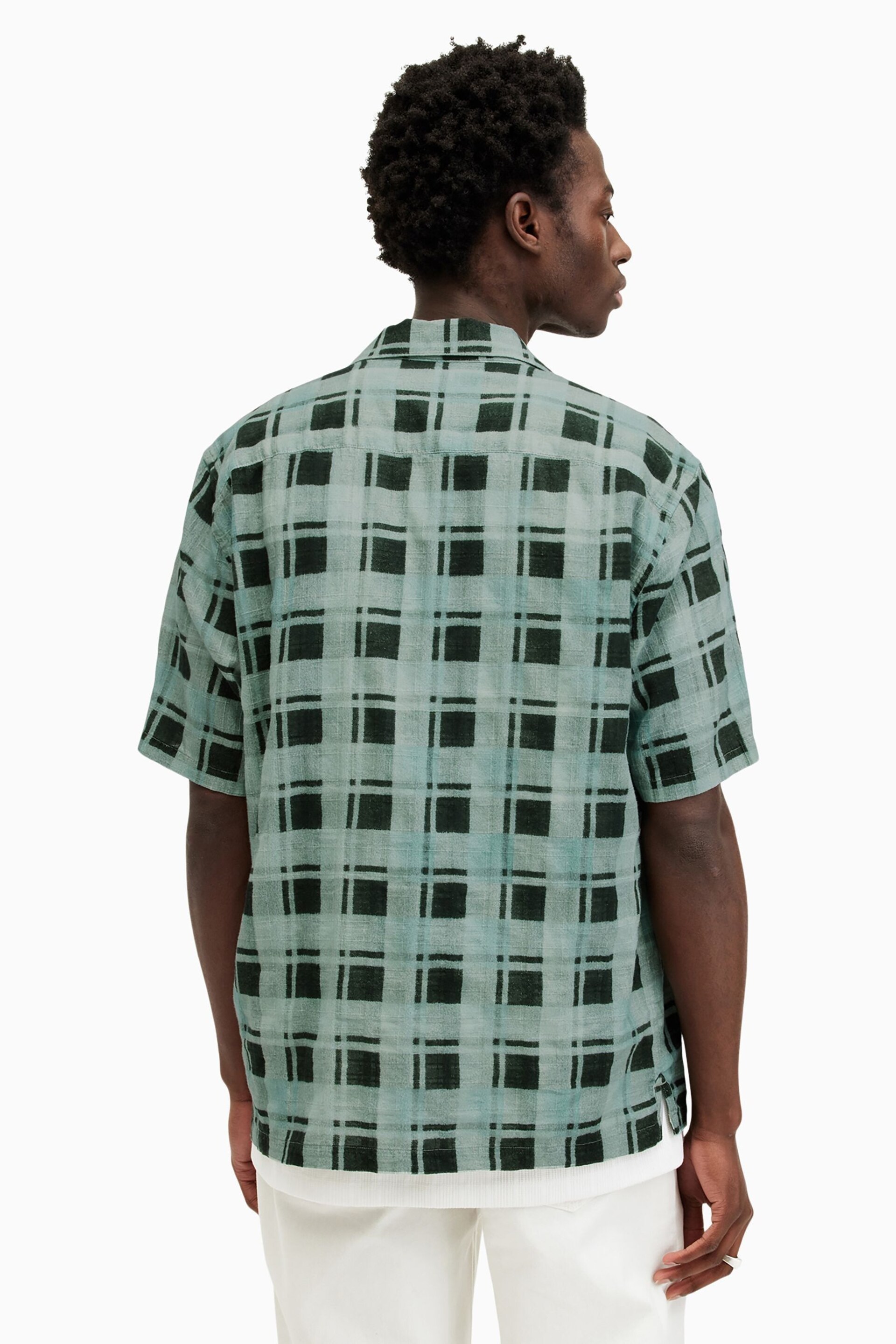 AllSaints Green Big Sur Short Sleeve Shirt - Image 6 of 7