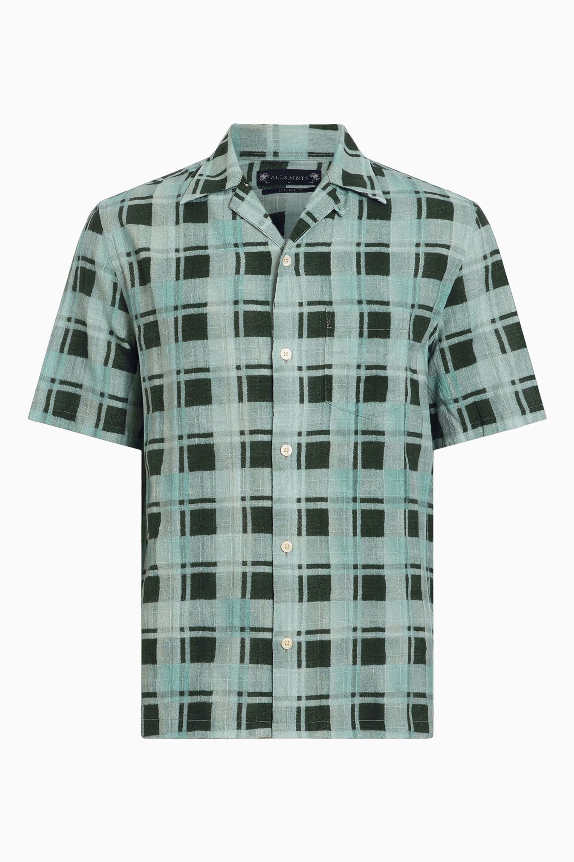 AllSaints Green Big Sur Short Sleeve Shirt - Image 7 of 7