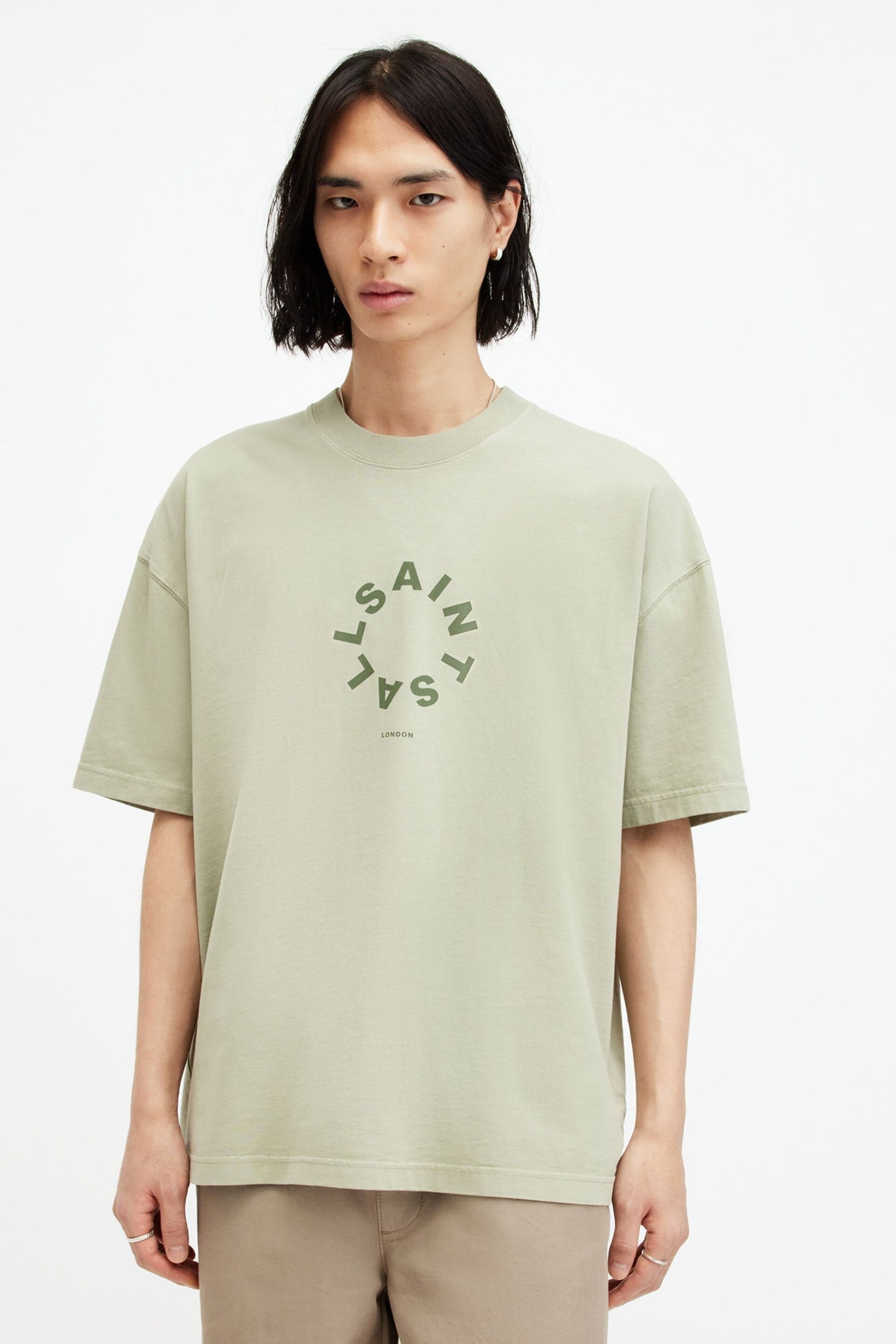 AllSaints Green Tierra Short Sleeve Crew T-Shirt - Image 1 of 7