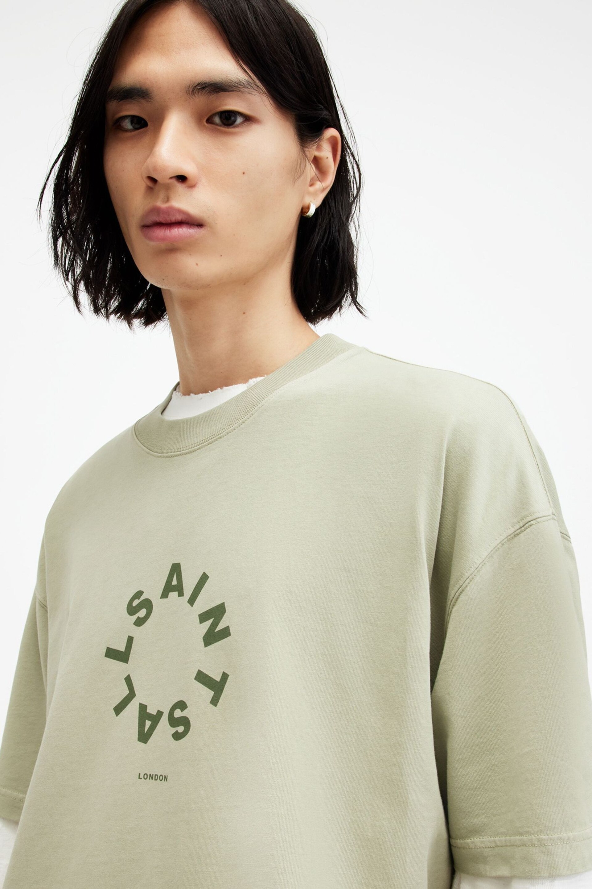 AllSaints Green Tierra Short Sleeve Crew T-Shirt - Image 5 of 7