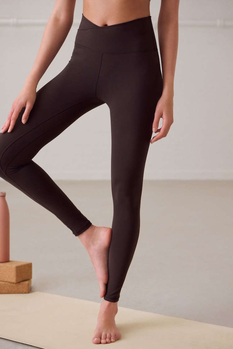 Chocolate Brown Active Yoga Wrap Leggings - Image 1 of 4