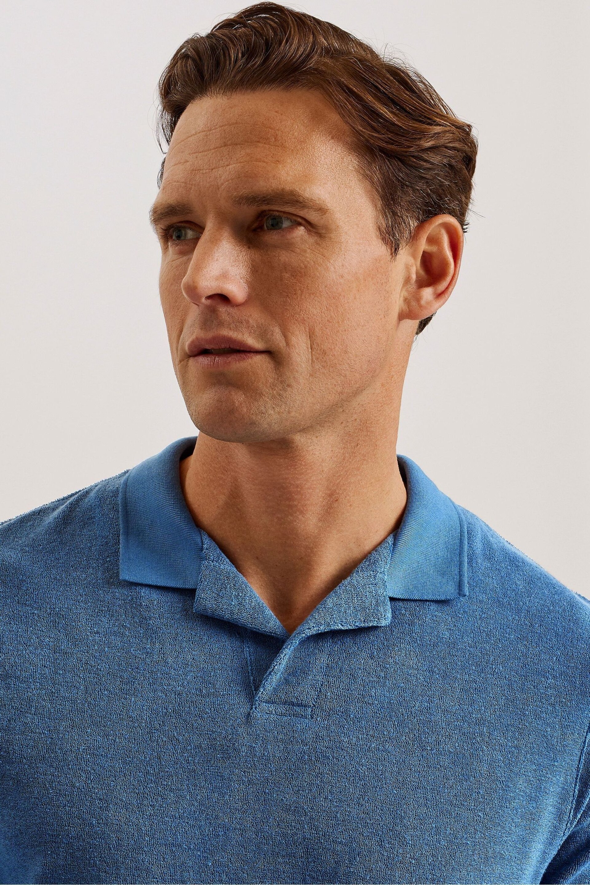 Ted Baker Blue Sndbank Short Sleeved Regular Fit Towelling Polo Shirt - Image 2 of 5