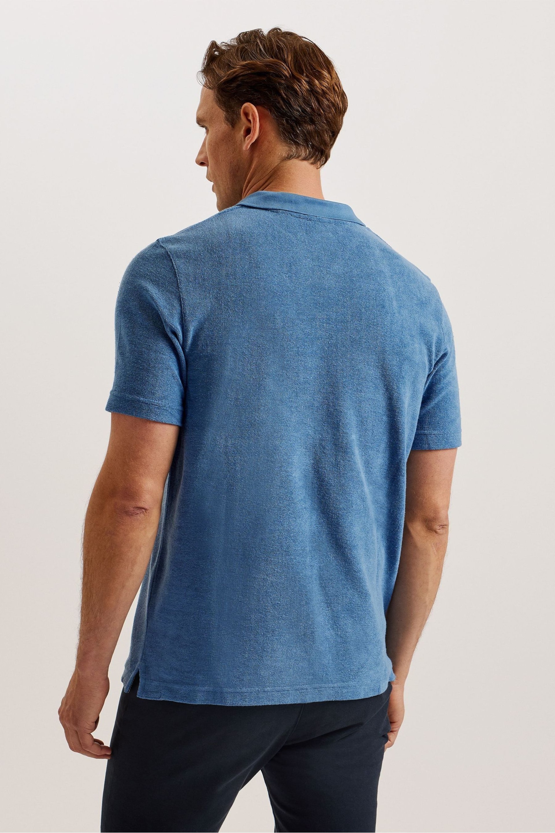 Ted Baker Blue Sndbank Short Sleeved Regular Fit Towelling Polo Shirt - Image 5 of 5
