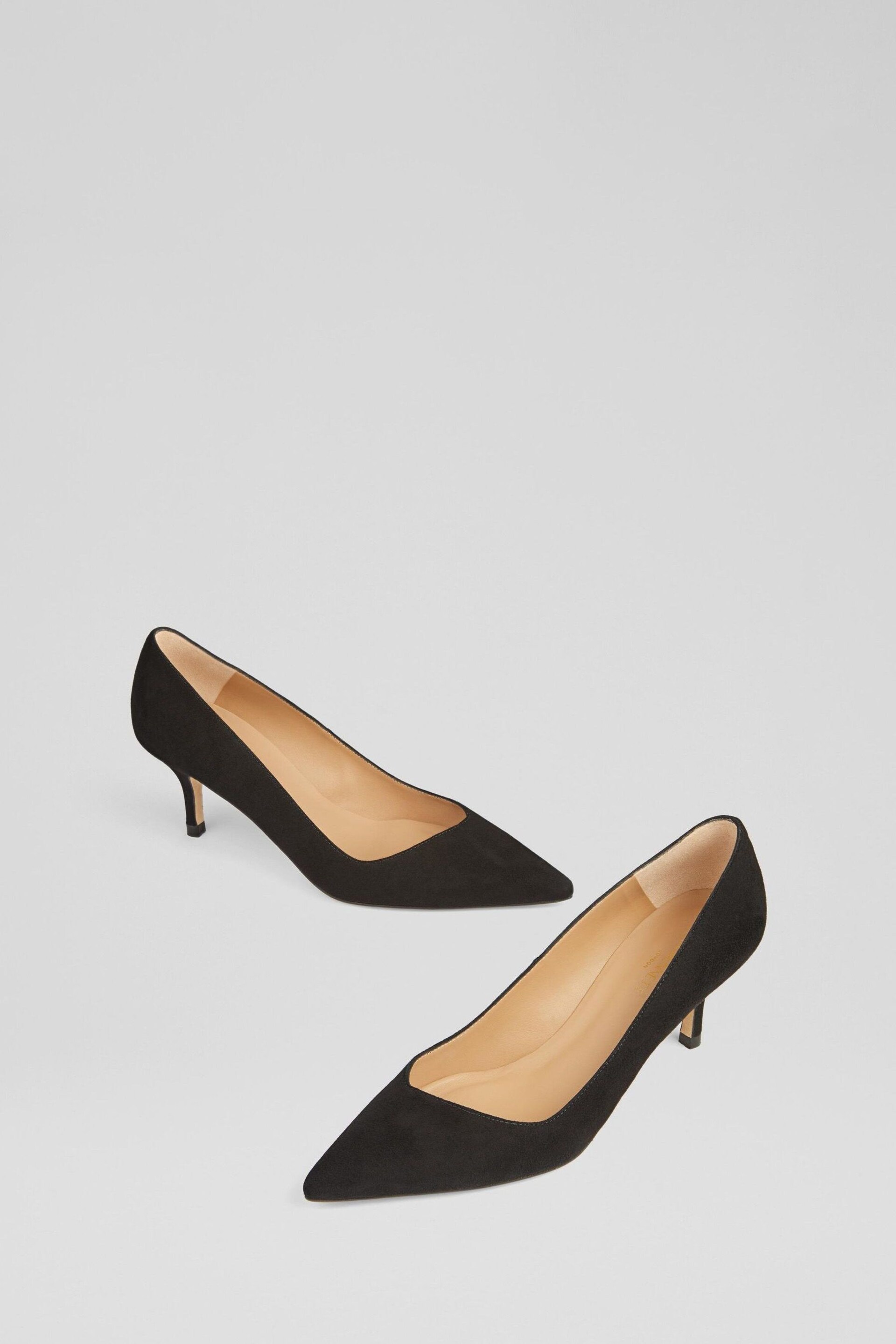 LK Bennett Farah Suede Asymmetric Kitten Heel Courts - Image 3 of 4