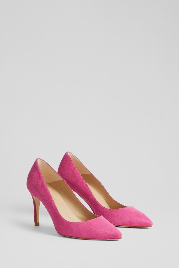 LK Bennett Pink Floret Suede Pointed Toe Courts - Image 2 of 2