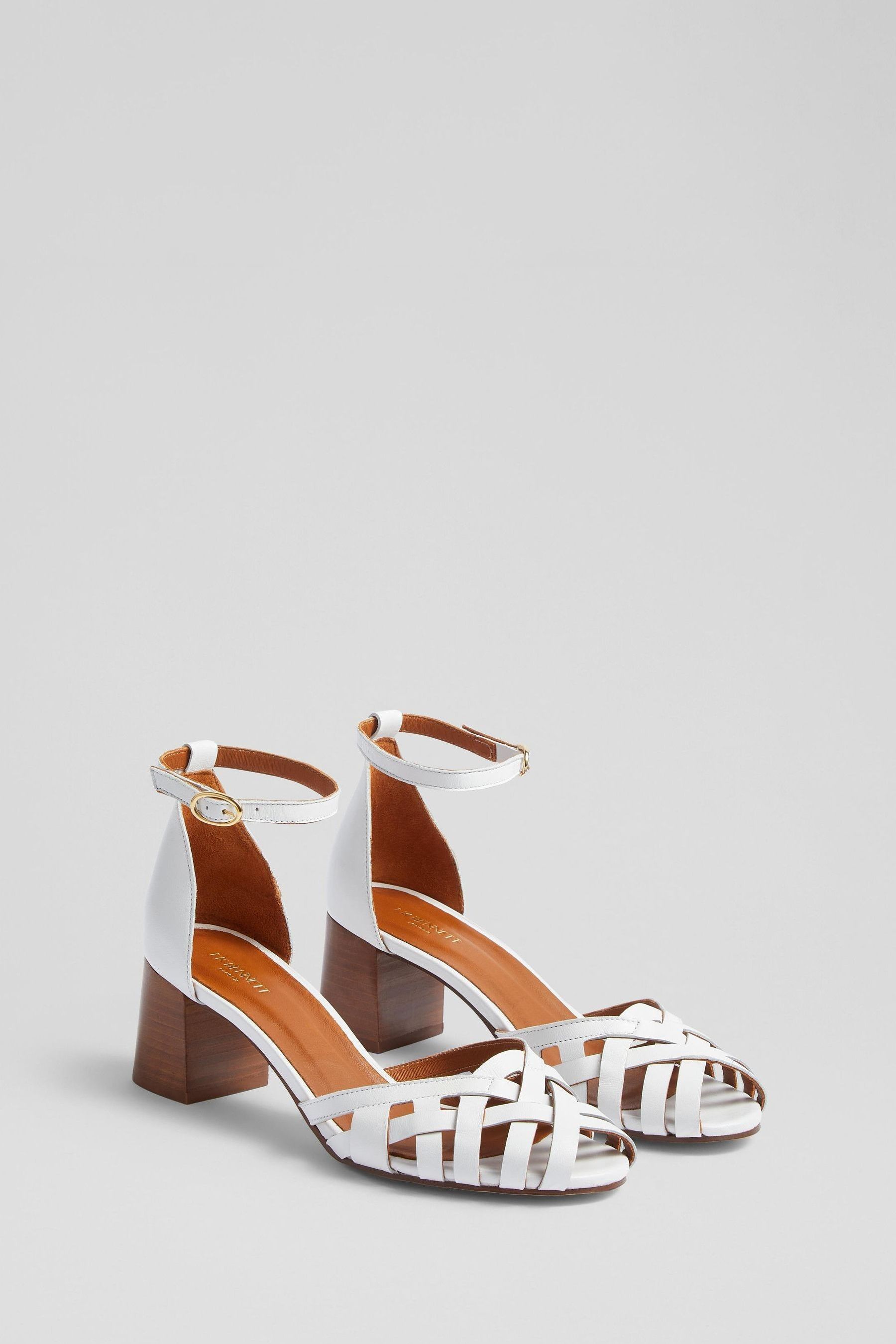 LK Bennett Natural Noemia Leather Criss Cross Sandals