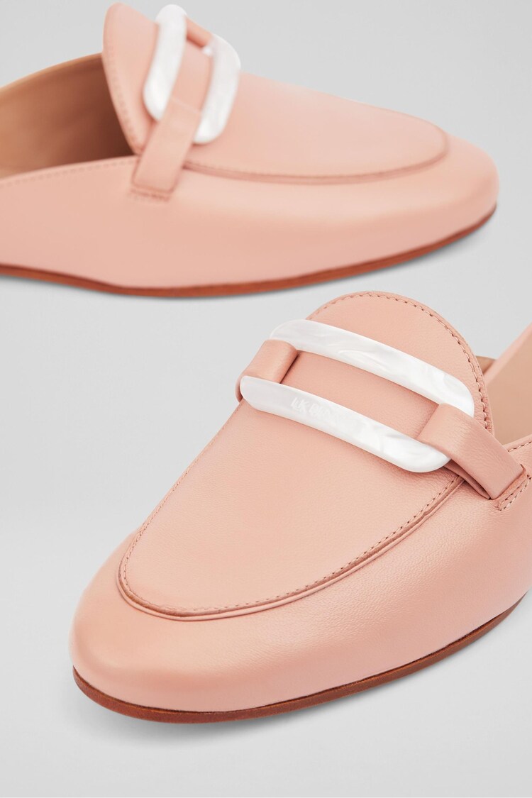 LK Bennett Pink Evelyn Leather Backless Loafers - Image 4 of 4