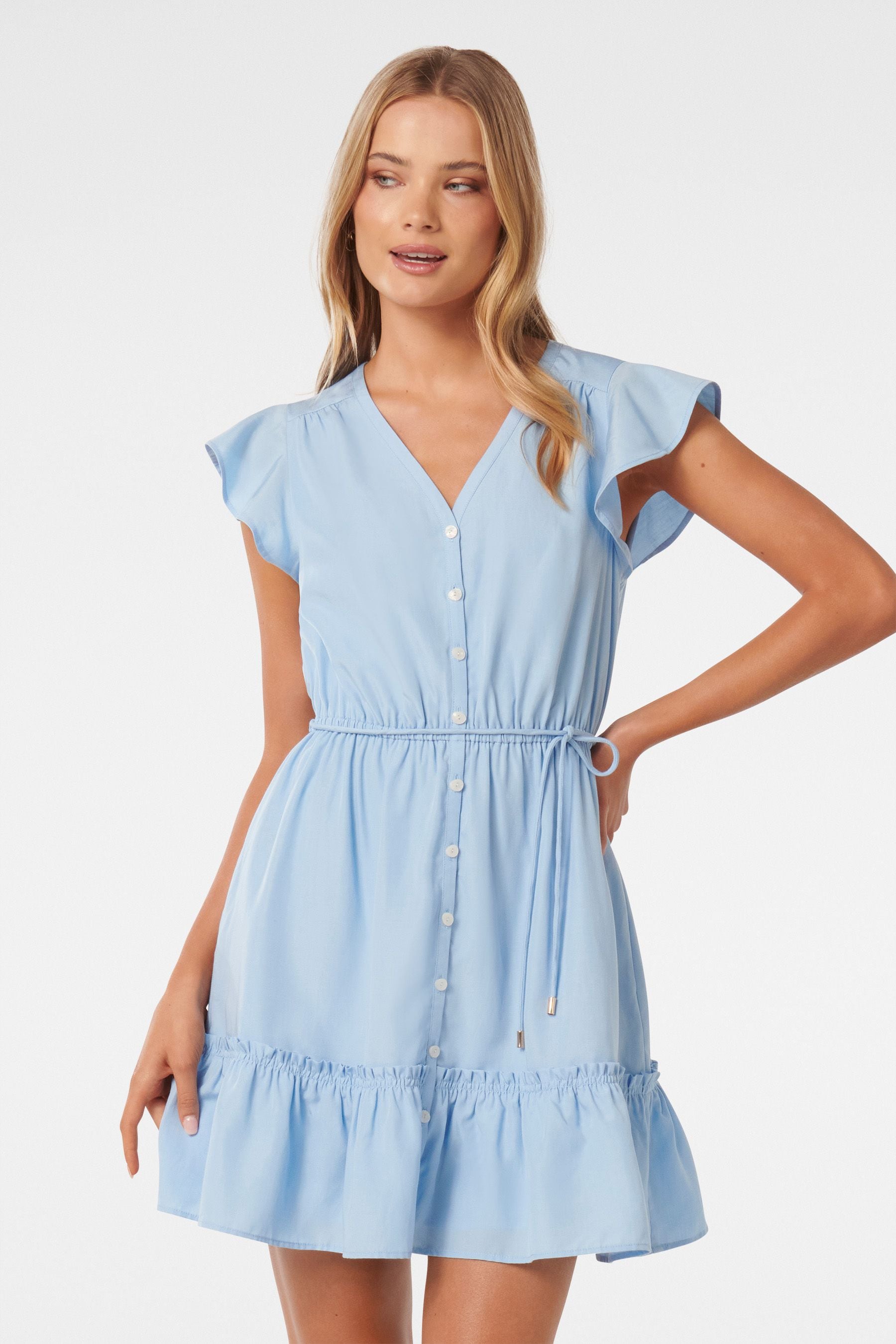 Frill hem dress mini clearance