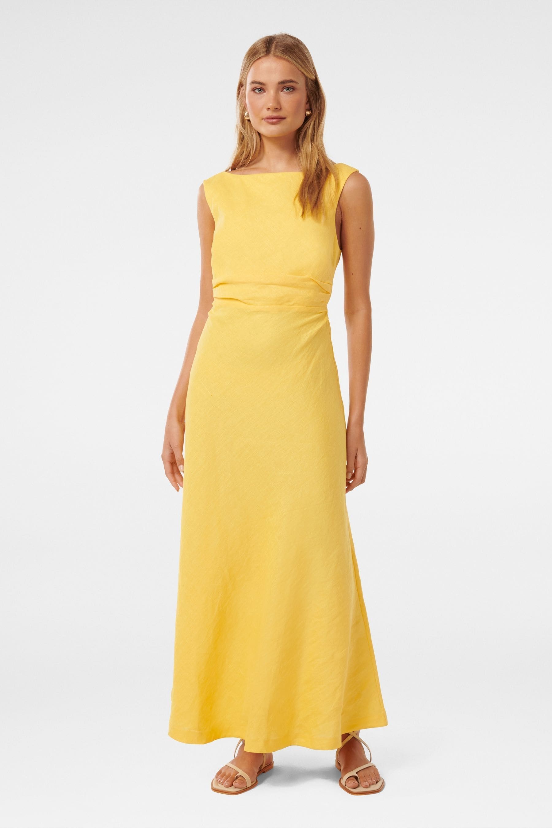 Buy Forever New Yellow Pure Linen Tania Dress from the Next UK online shop