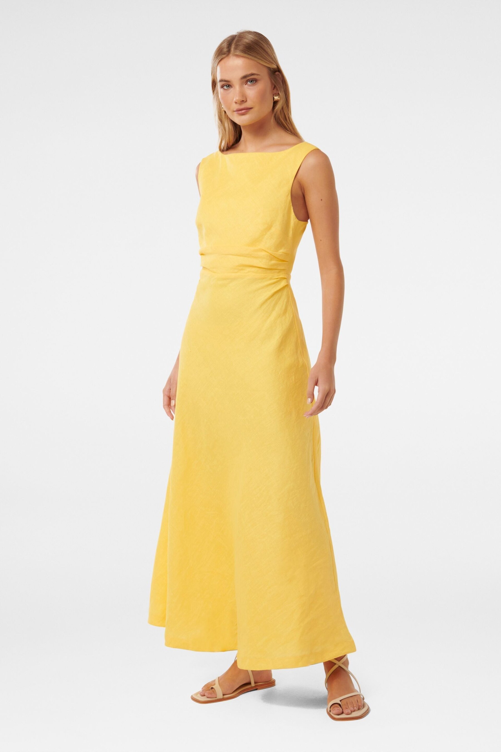 Forever New Yellow Pure Linen Tania Dress - Image 3 of 4