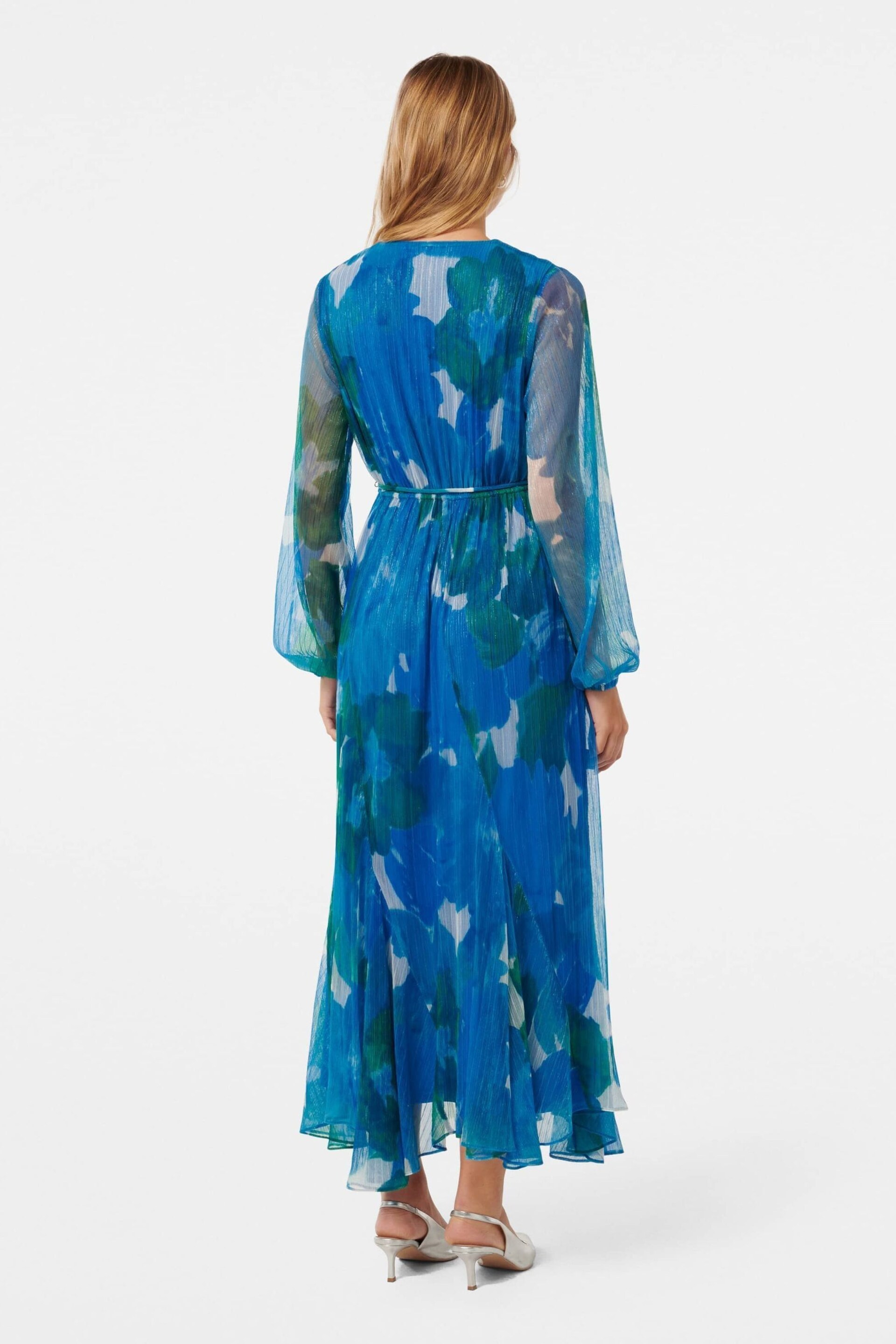 Forever New Blue August Printed Plisse Midi Dress - Image 4 of 4