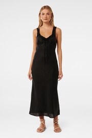 Forever New Black Pure Linen Etta Bow Tie Midi Dress - Image 1 of 4