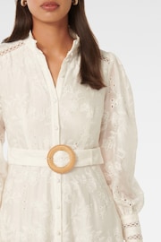 Forever New White Autumn Embroidered Midi Dress contains Linen - Image 2 of 4