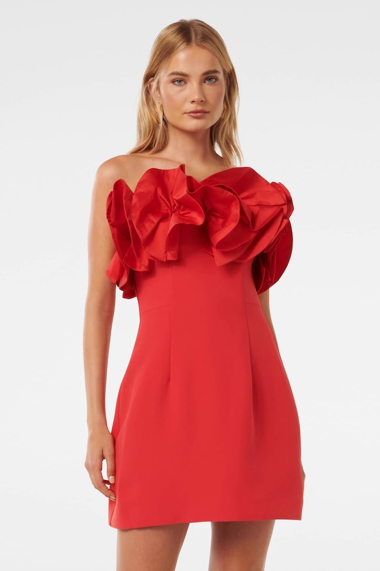 Forever New Red Tasha Rosette Mini Dress - Image 1 of 5