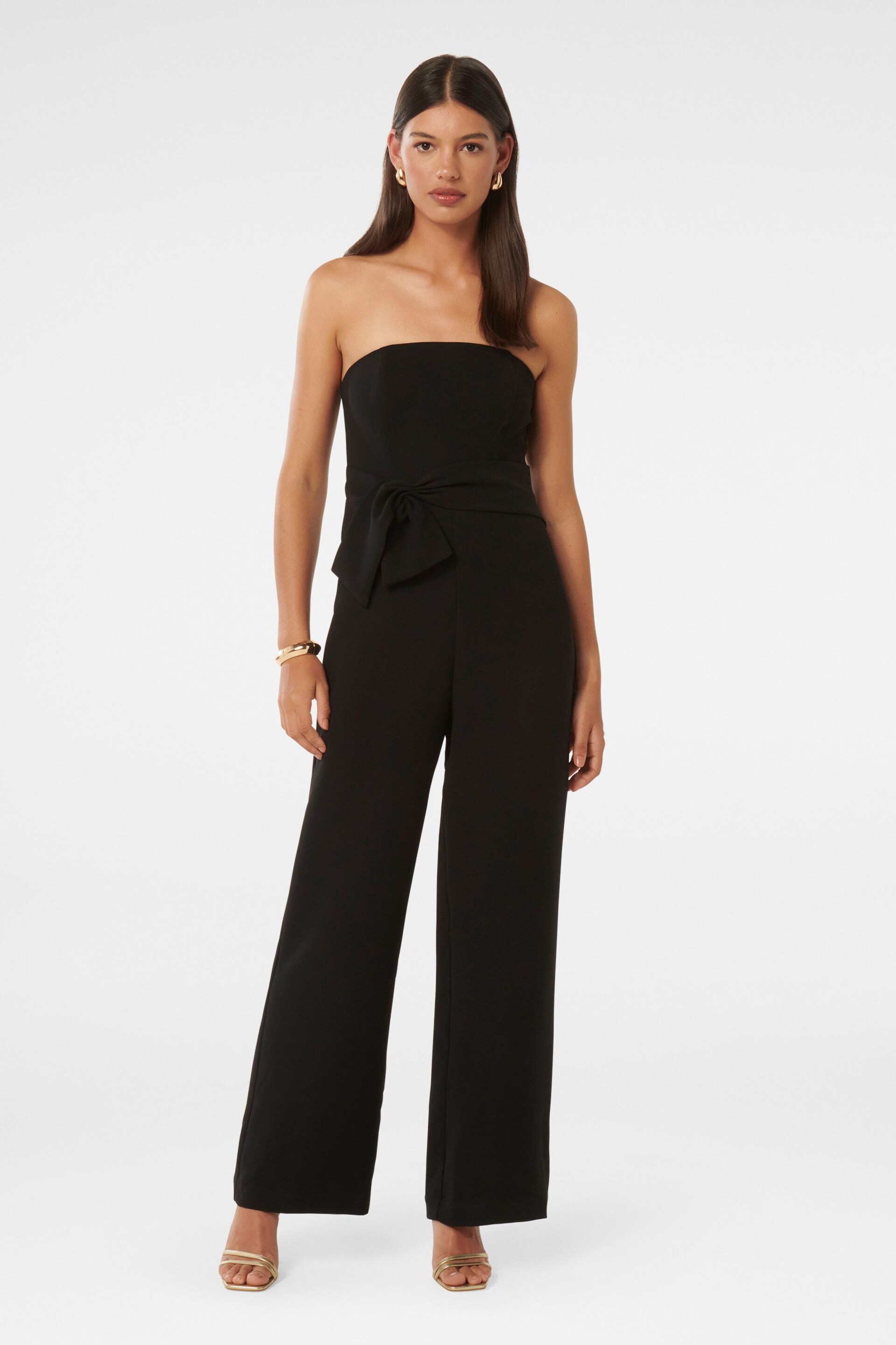 Forever New Black Vicky Strapless Bow Jumpsuit - Image 1 of 4