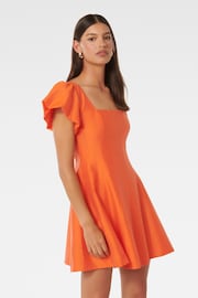 Forever New Orange Josie Square Neck Mini Dress contains Linen - Image 3 of 5