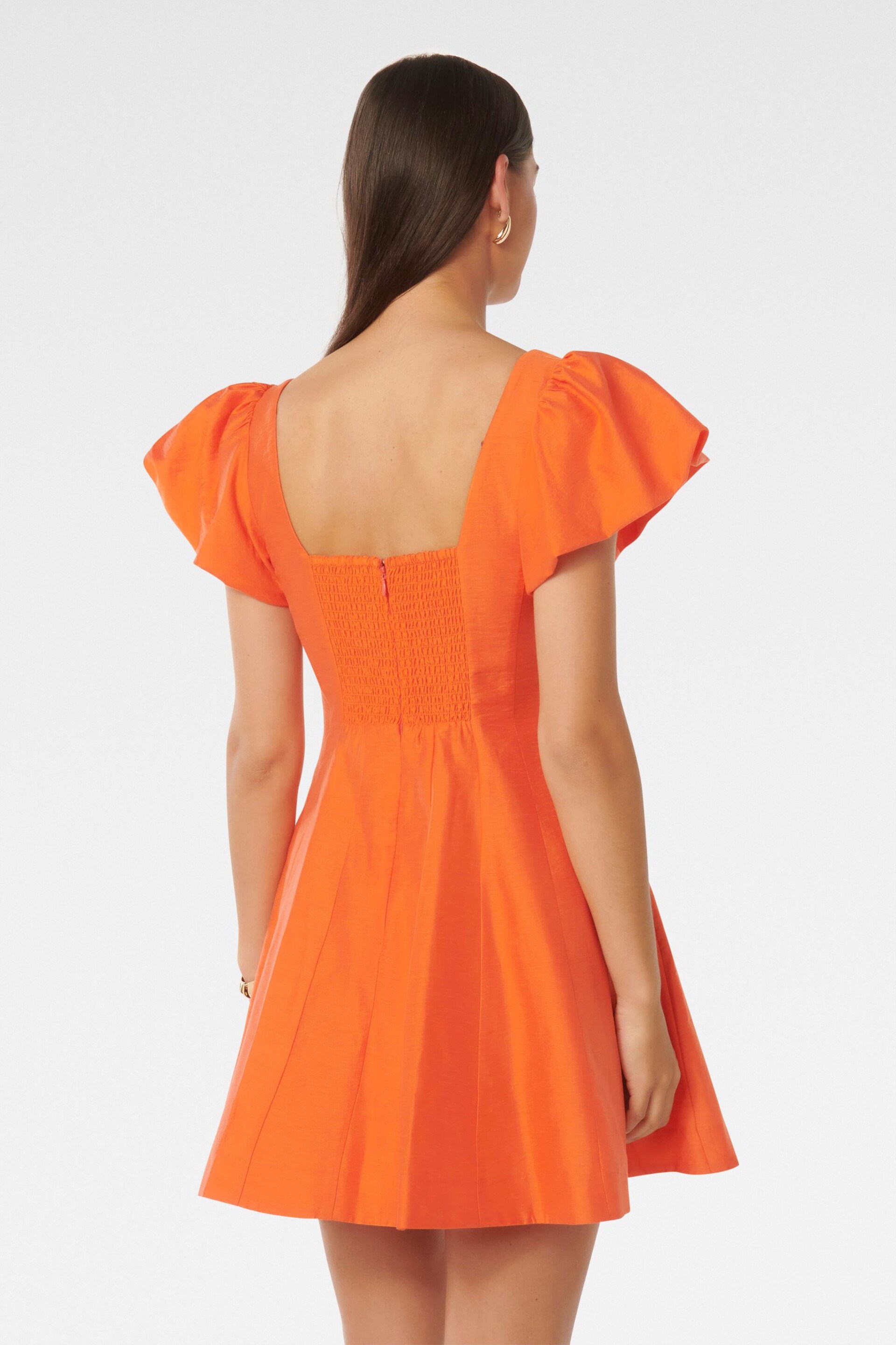 Forever New Orange Josie Square Neck Mini Dress contains Linen - Image 4 of 5