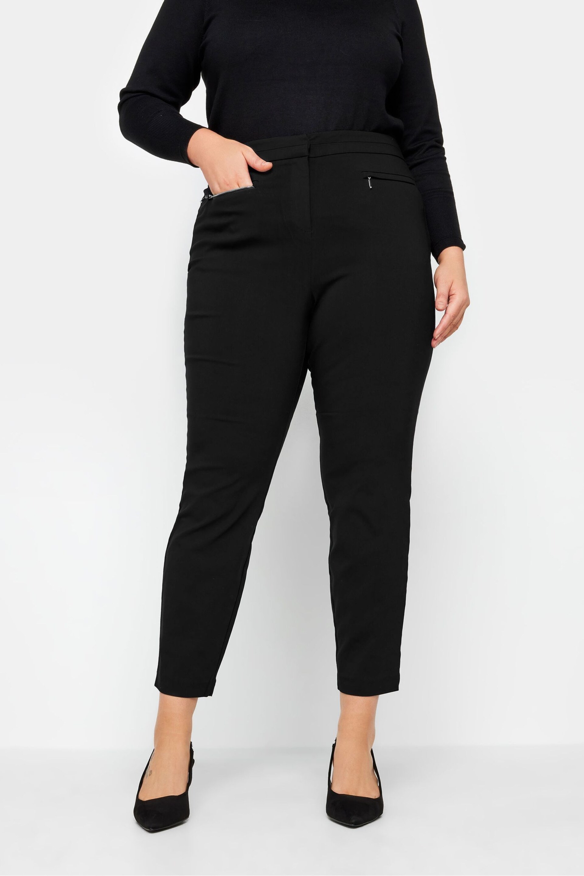 Evans Black Bengaline Tapered Trouser Black - Image 1 of 2