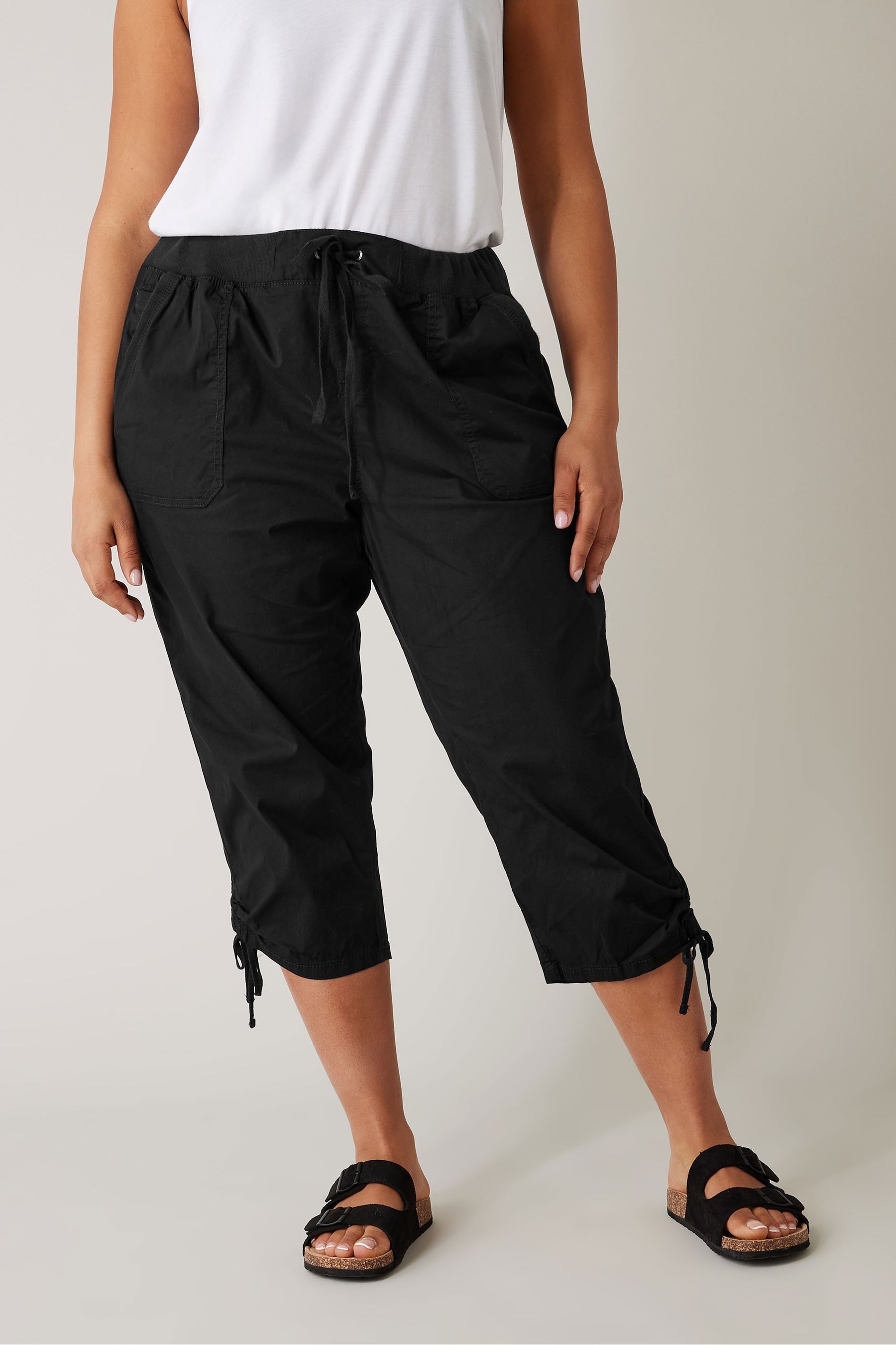 Buy Evans Navy Blue Elasticated Waist Cropped Trousers from Next Luxembourg