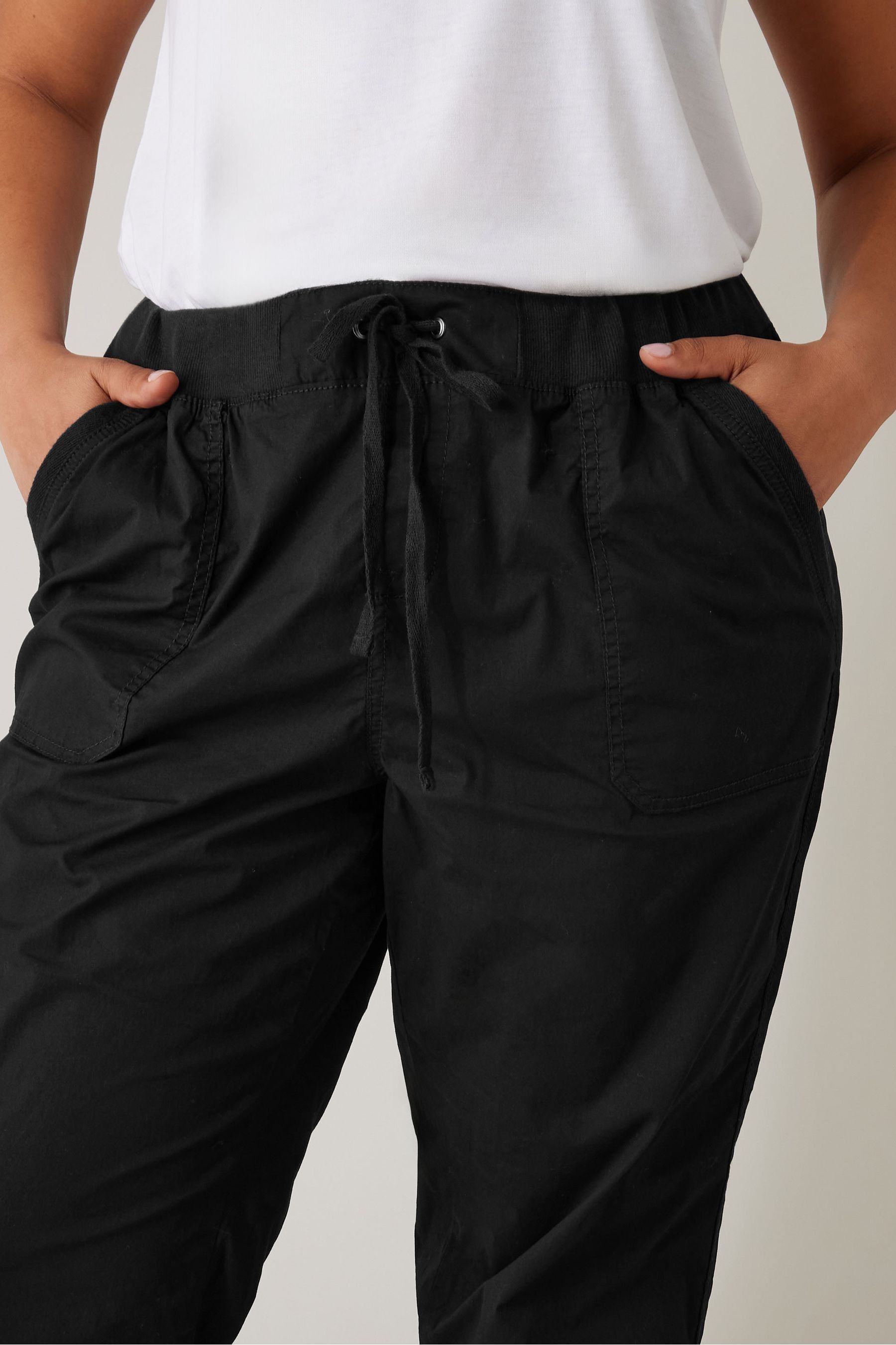 Buy Evans Navy Blue Elasticated Waist Cropped Trousers from Next Luxembourg