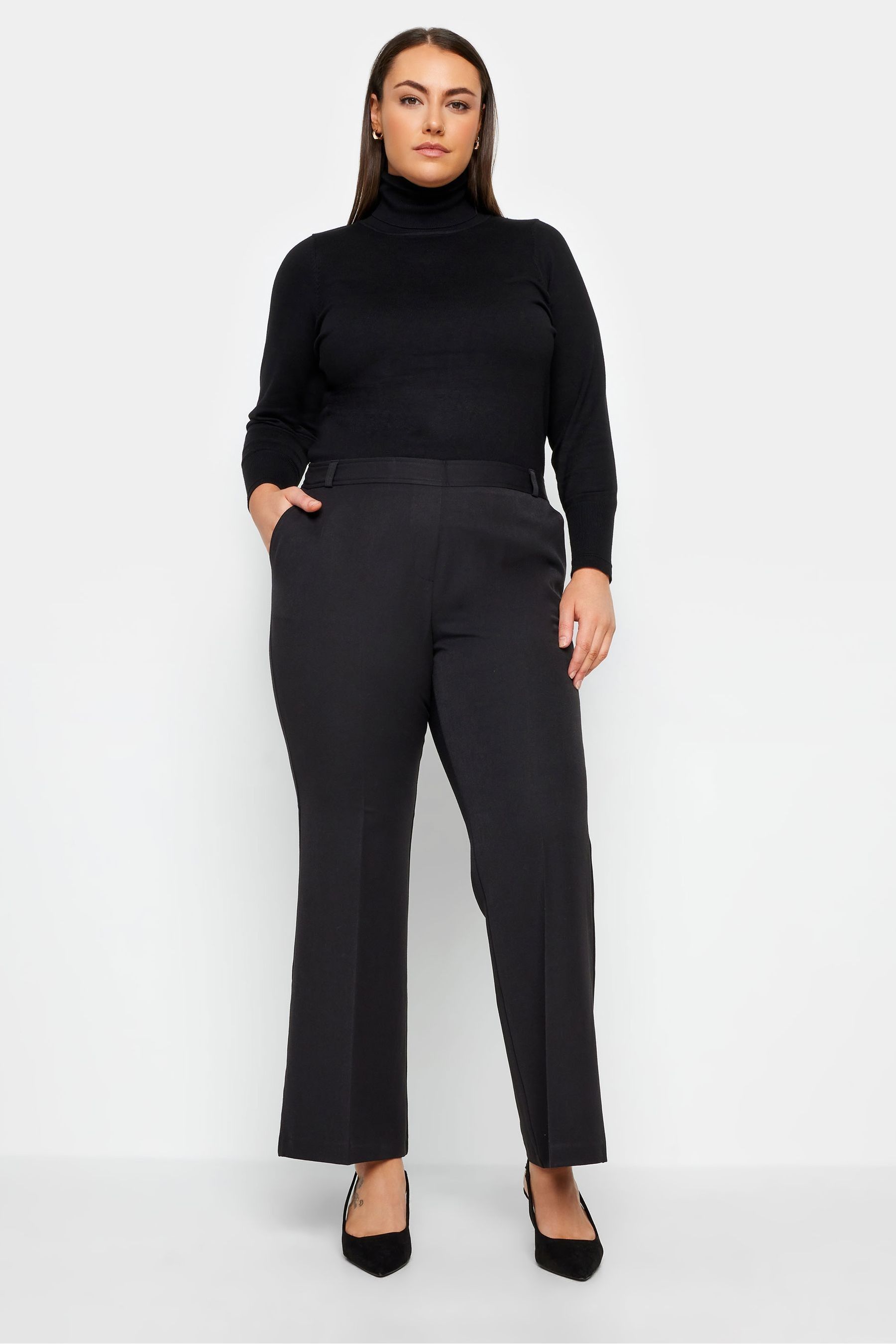 Buy Evans Wide Leg Formal Black Trousers from Next Luxembourg