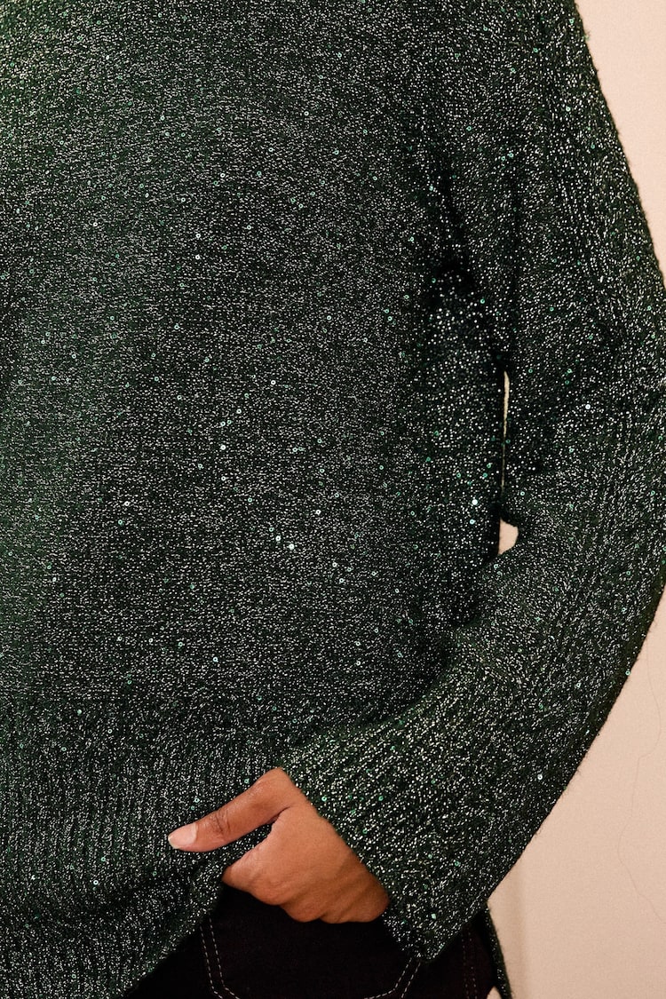 Love & Roses Green Cosy Crew Neck Longline Jumper - Image 2 of 4