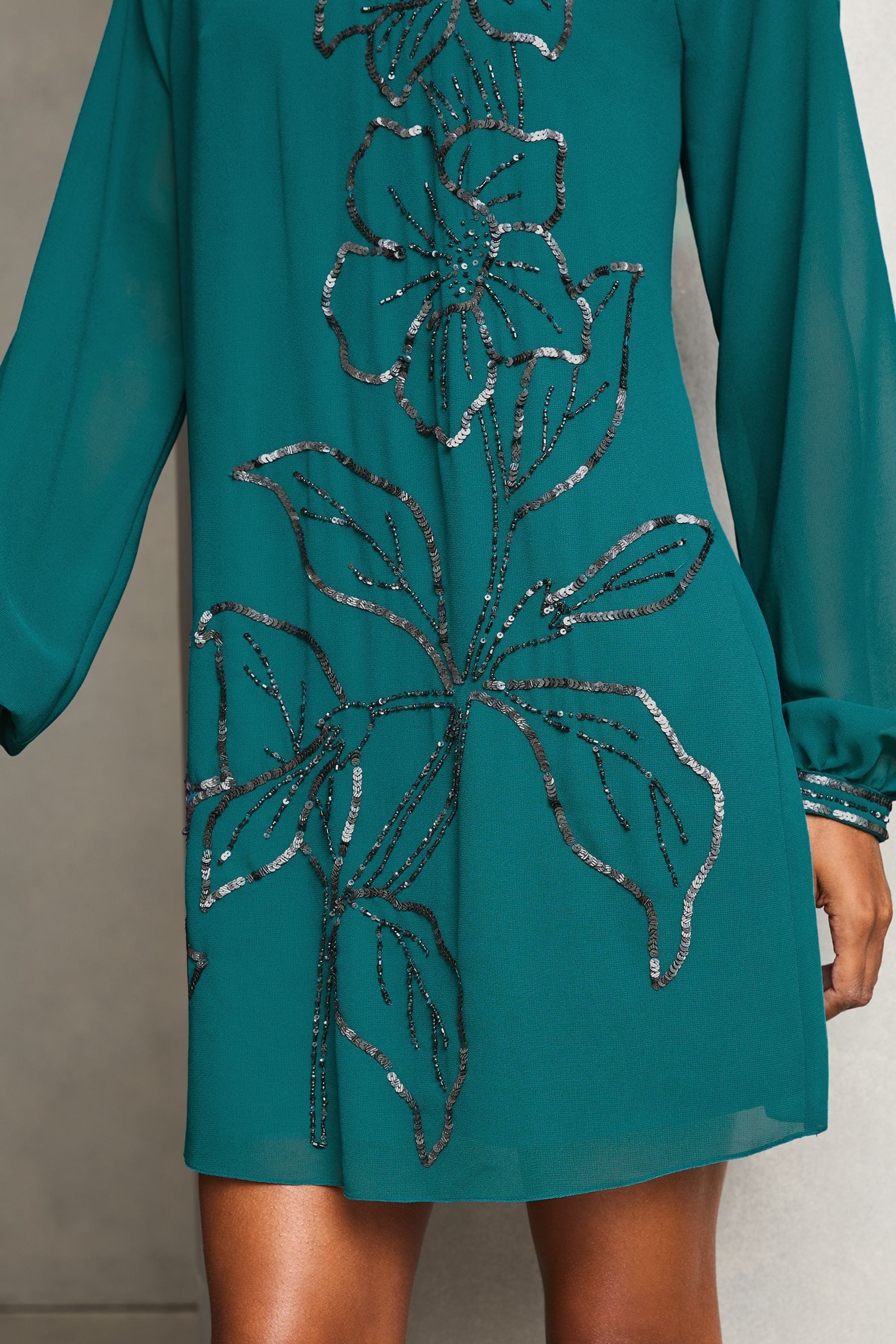 Lipsy embroidered long sleeve shift dress sale