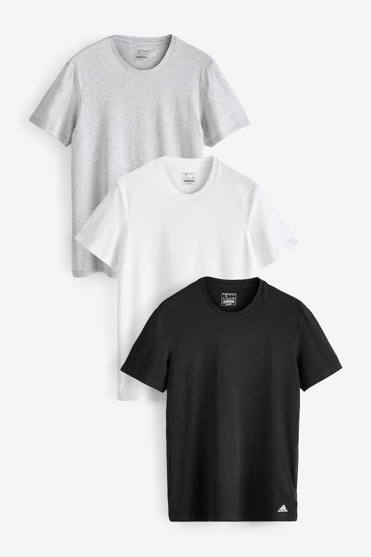 adidas Multi adidas Crew Neck Cotton T-Shirts 3 Pack - Image 1 of 4