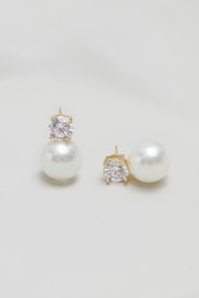 Jon Richard Gold Tone Crystal and Pearl Earrings - Image 1 of 3