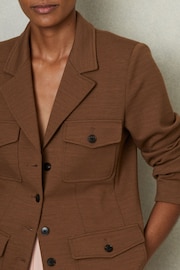 Reiss Dark Camel Jessie Petite Ponte Button-Through Overshirt - Image 4 of 7