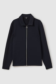 Reiss Navy Hudson Textured Zip-Through Jacket - Image 2 of 5