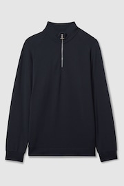 Reiss Navy Illinois Textured Half-Zip Funnel-Neck Jumper - Image 2 of 6