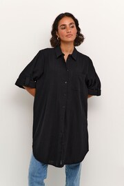 Kaffe Pauline 100% Cotton Above Knee Length Shirt Black Dress - Image 1 of 6