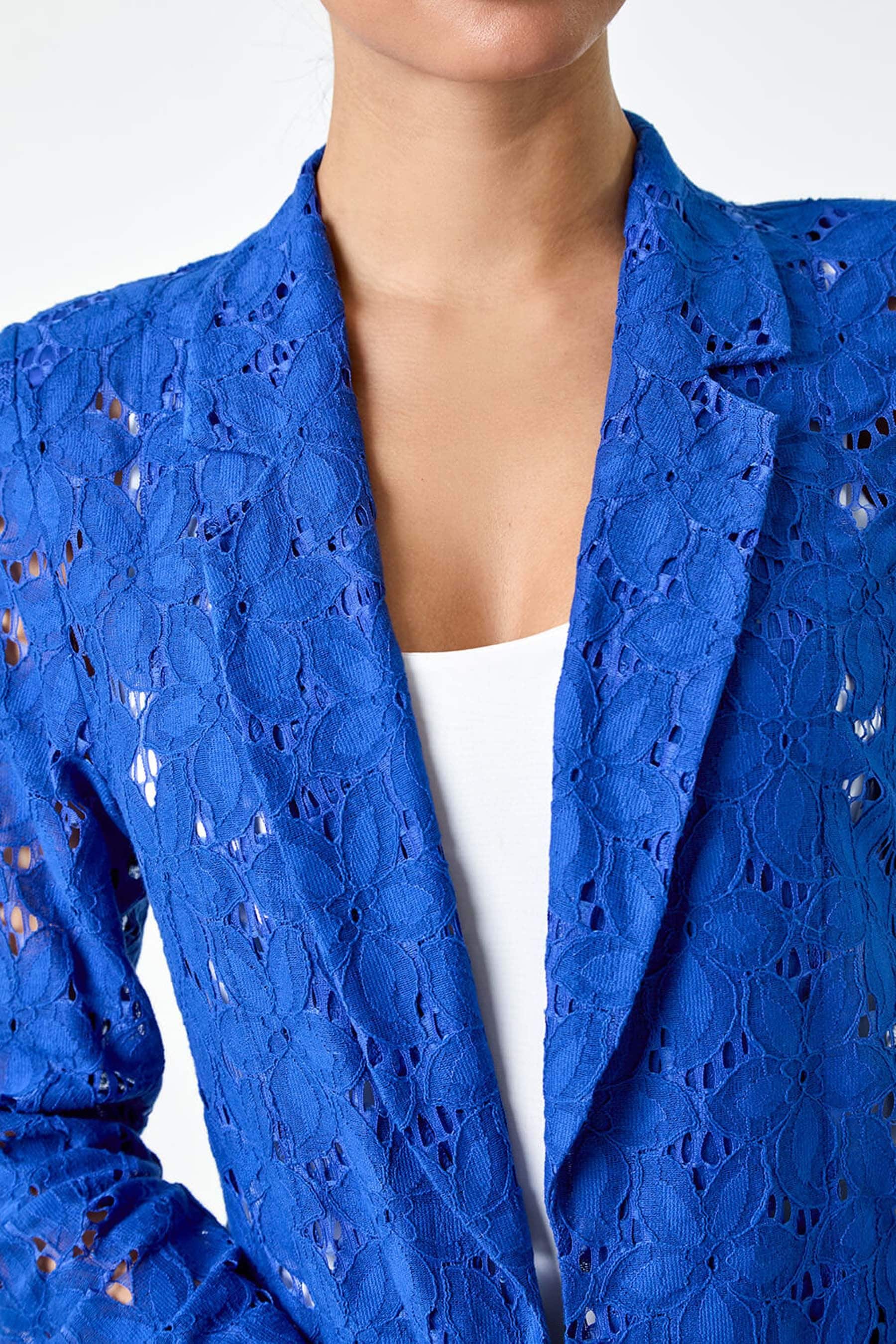 Buy Roman Blue Cotton Blend Floral Lace Jacket from the Next UK online shop