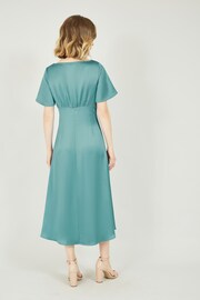Yumi Blue Satin Button Down Dress - Image 3 of 4